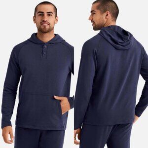 NEW Rhone Bolina Henley Hoodie Blue Size Large 2021 Lightweight Hooded Sweater L